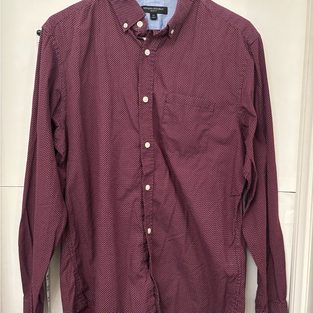 Banana Republic Maroon Casual Button-Down Shirt